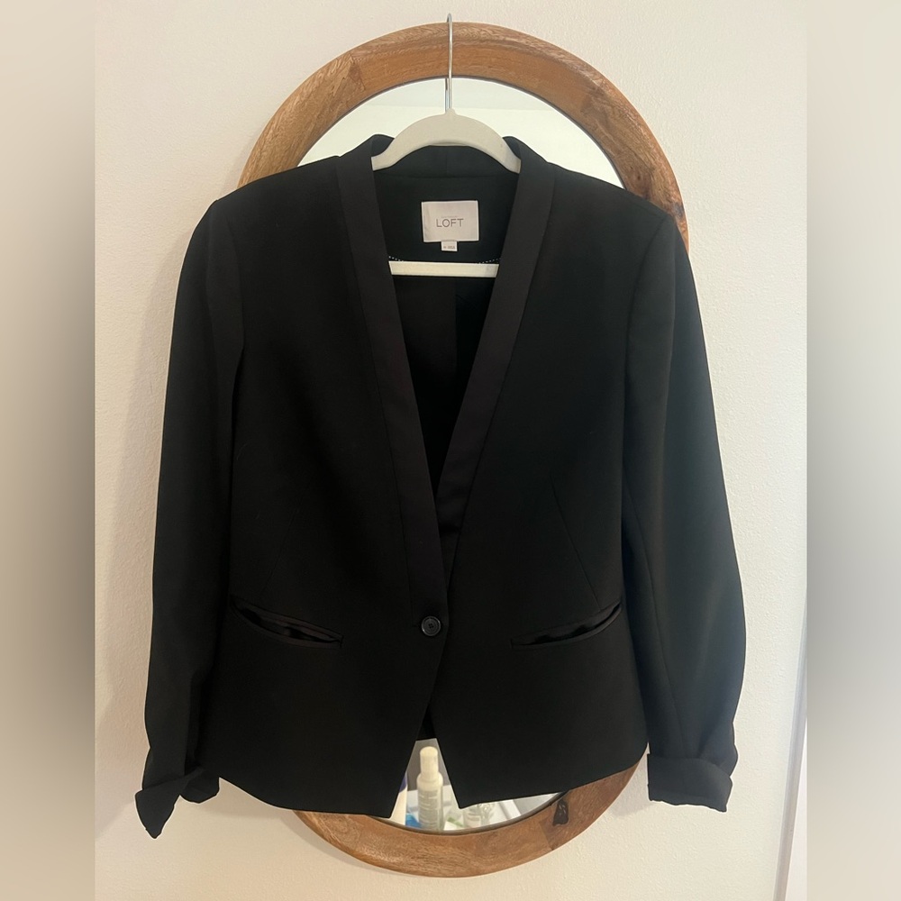 Loft Black Tuxedo Style Blazer, Size 10,